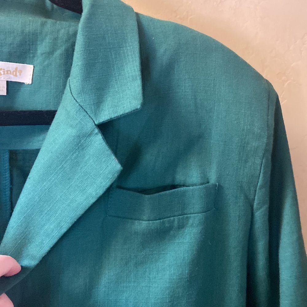 Sz S The Foxy Kind 100% Cotton Forest Green Oversized Blazer 69716 - Picture 7 of 10